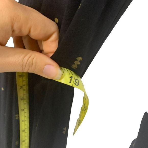 Bel Kazan Black Gold Micro Print Tapered Waist V Neck Dress Small - Picture 8 of 12